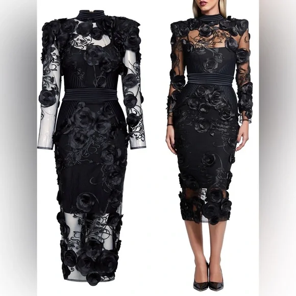 ZHIVAGO Battle Lines Floral-Embellished Vendetta Dress - Picture 1 of 10